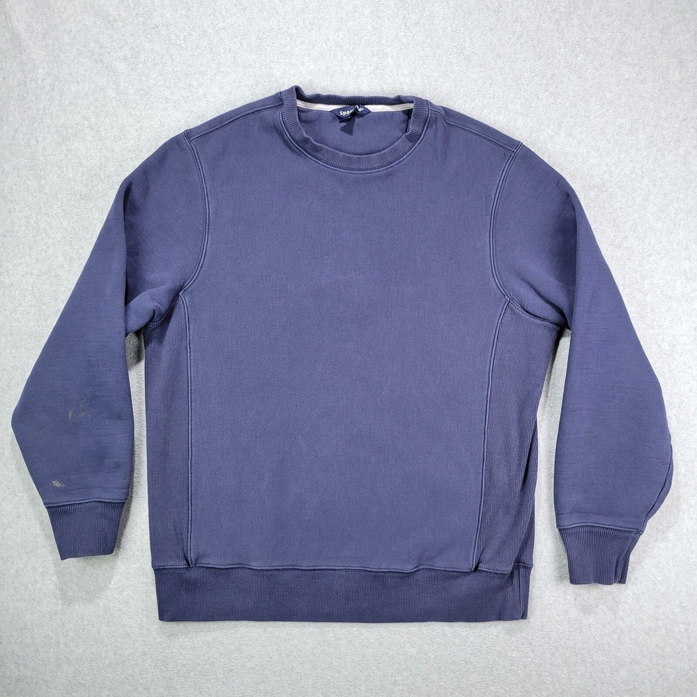 Sport-Tek Crewneck Sweatshirt Mens M Navy Blue Ribbed Side Gussets Heavyweight